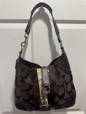 Coach Hampton Signature Python Stripe Classic Hobo Bag 10260 Limited Edition Y2K